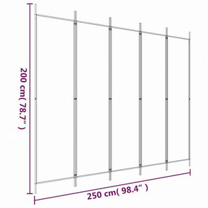 vidaXL 5枚パネル 間仕切り アントラシート 250x200cm 布張り家具 間仕切り(代引不可)