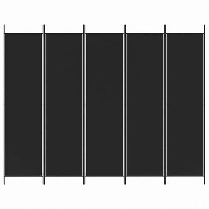 vidaXL 5枚パネル 間仕切り 250x200cm 布製 ブラック家具 間仕切り(代引不可)