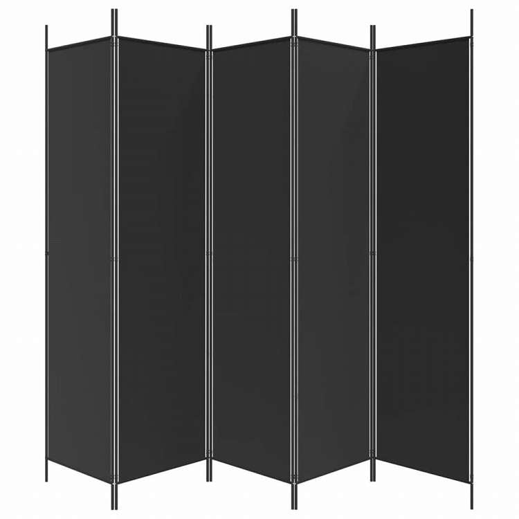 vidaXL 5枚パネル 間仕切り 250x200cm 布製 ブラック家具 間仕切り(代引不可)