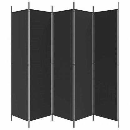 vidaXL 5枚パネル 間仕切り 250x200cm 布製 ブラック家具 間仕切り(代引不可)