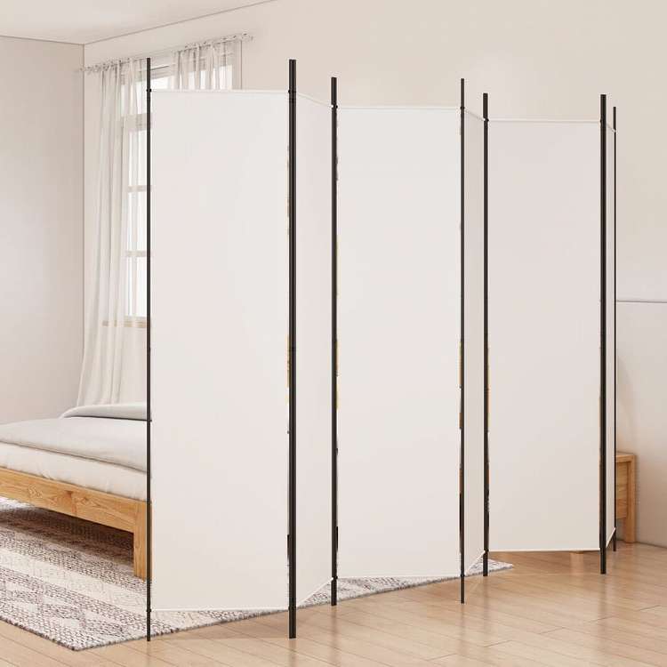 vidaXL 6枚組パネル 間仕切り ホワイト 300x200 cm 布製家具 間仕切り(代引不可)