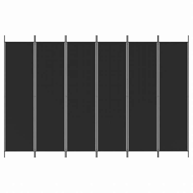 vidaXL 6枚パネル 間仕切り ブラック 300x200 cm 布製家具 間仕切り(代引不可)