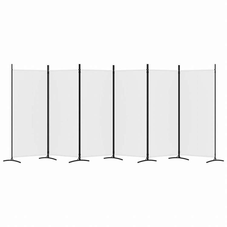 vidaXL 6枚組パネル 間仕切り ホワイト 520x180 cm 布製家具 間仕切り(代引不可)