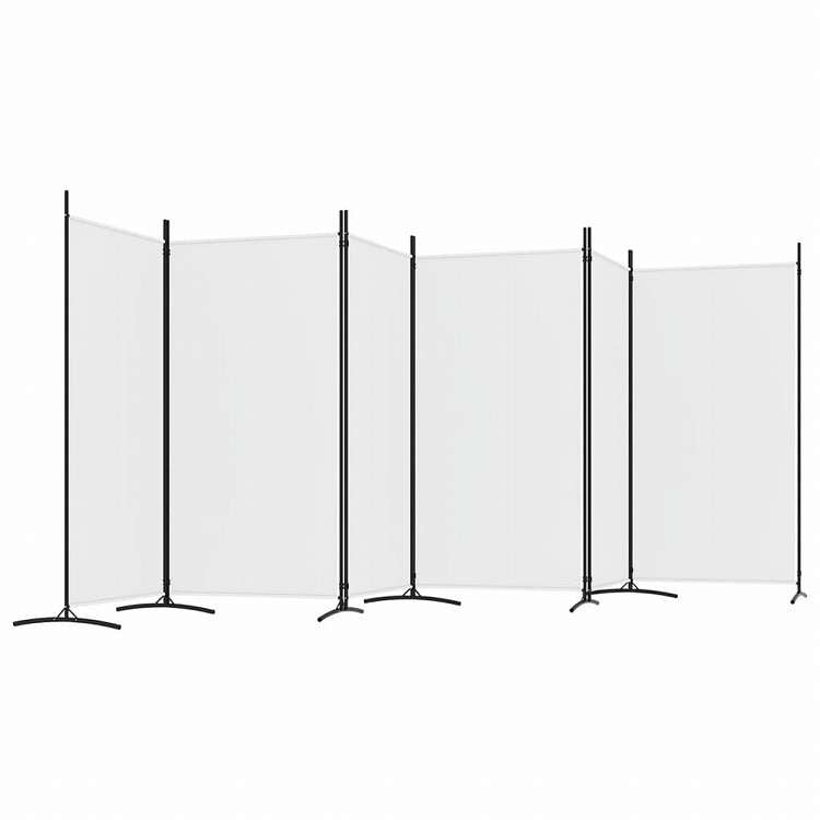 vidaXL 6枚組パネル 間仕切り ホワイト 520x180 cm 布製家具 間仕切り(代引不可)