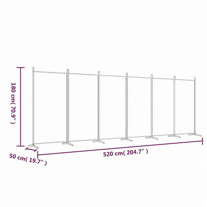 vidaXL 6枚組パネル 間仕切り ホワイト 520x180 cm 布製家具 間仕切り(代引不可)