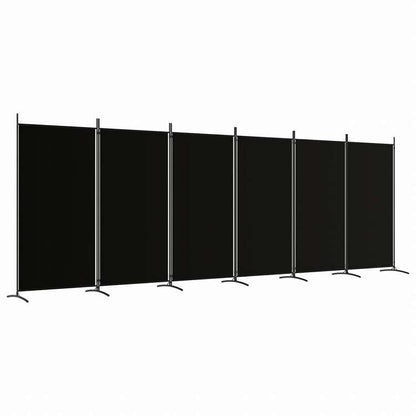 vidaXL 6枚パネル 間仕切り ブラック 520x180 cm 布製家具 間仕切り(代引不可)