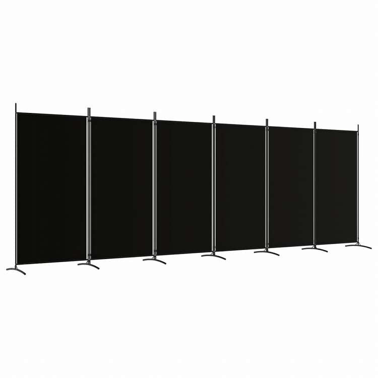 vidaXL 6枚パネル 間仕切り ブラック 520x180 cm 布製家具 間仕切り(代引不可)