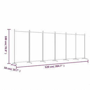 vidaXL 6枚パネル 間仕切り ブラック 520x180 cm 布製家具 間仕切り(代引不可)