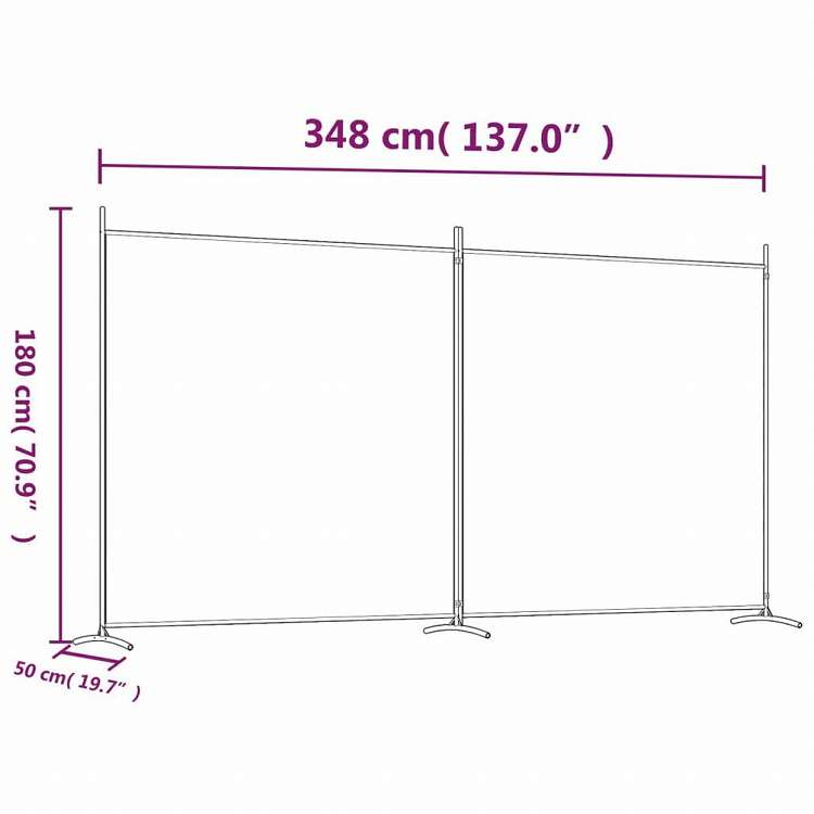 vidaXL 2枚組パネル 間仕切り ホワイト 348x180 cm 布製家具 間仕切り(代引不可)