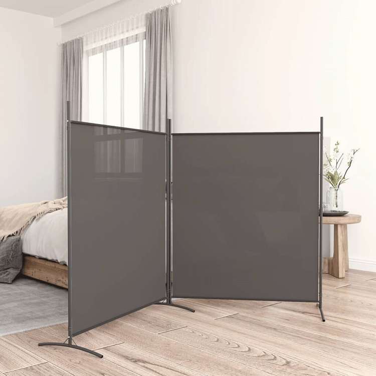 vidaXL 2枚組パネル 間仕切り アントラシート 348x180 cm ファブリック家具 間仕切り(代引不可)