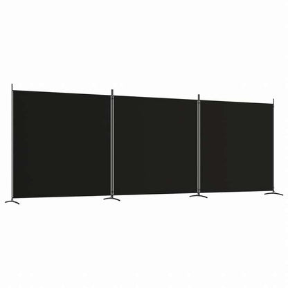 vidaXL 3枚パネル 間仕切り 525x180cm 布製 ブラック家具 間仕切り(代引不可)