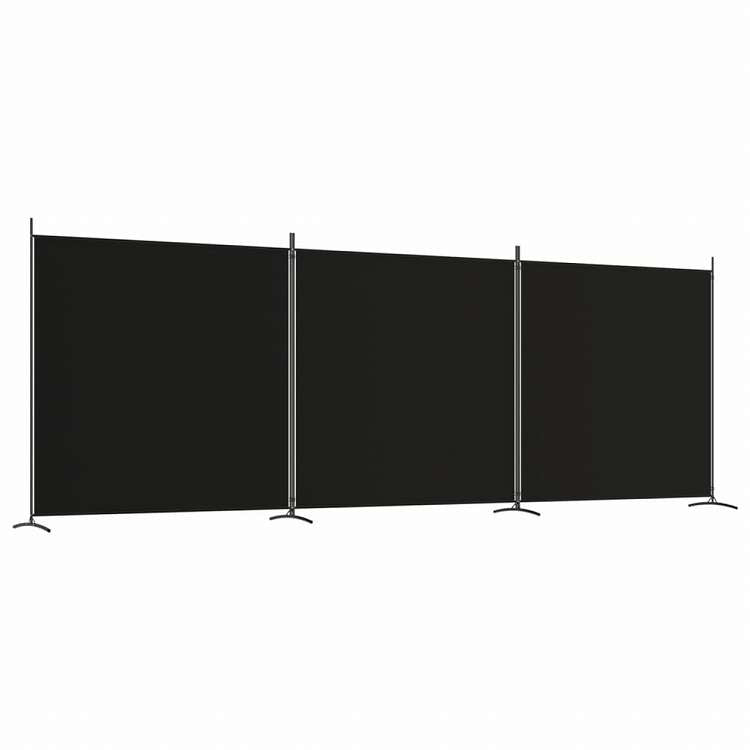 vidaXL 3枚パネル 間仕切り 525x180cm 布製 ブラック家具 間仕切り(代引不可)