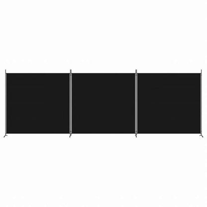 vidaXL 3枚パネル 間仕切り 525x180cm 布製 ブラック家具 間仕切り(代引不可)