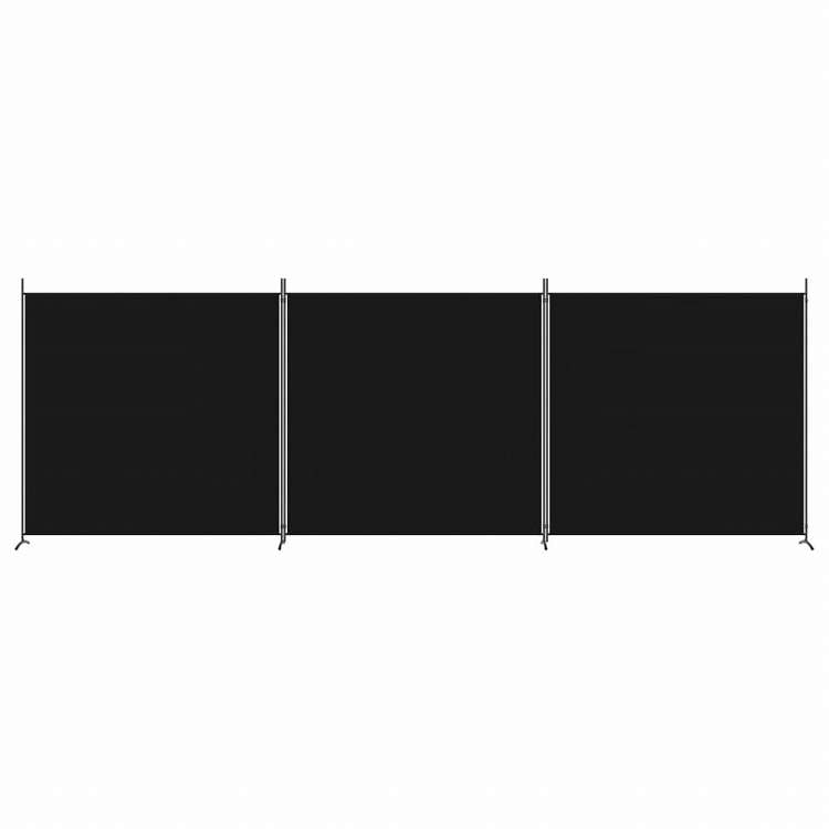 vidaXL 3枚パネル 間仕切り 525x180cm 布製 ブラック家具 間仕切り(代引不可)