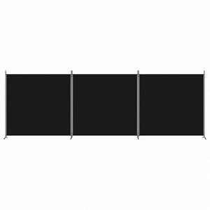 vidaXL 3枚パネル 間仕切り 525x180cm 布製 ブラック家具 間仕切り(代引不可)