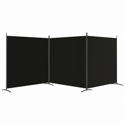vidaXL 3枚パネル 間仕切り 525x180cm 布製 ブラック家具 間仕切り(代引不可)