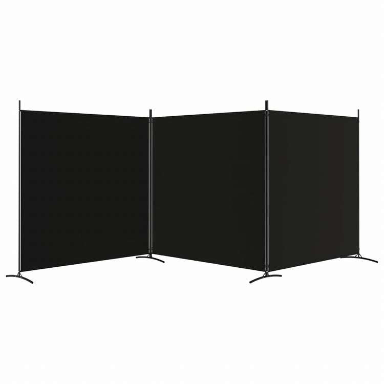 vidaXL 3枚パネル 間仕切り 525x180cm 布製 ブラック家具 間仕切り(代引不可)