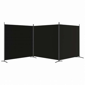 vidaXL 3枚パネル 間仕切り 525x180cm 布製 ブラック家具 間仕切り(代引不可)