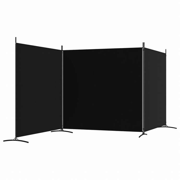 vidaXL 3枚パネル 間仕切り 525x180cm 布製 ブラック家具 間仕切り(代引不可)