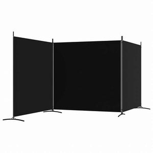 vidaXL 3枚パネル 間仕切り 525x180cm 布製 ブラック家具 間仕切り(代引不可)