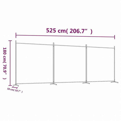 vidaXL 3枚パネル 間仕切り 525x180cm 布製 ブラック家具 間仕切り(代引不可)