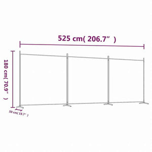 vidaXL 3枚パネル 間仕切り 525x180cm 布製 ブラック家具 間仕切り(代引不可)