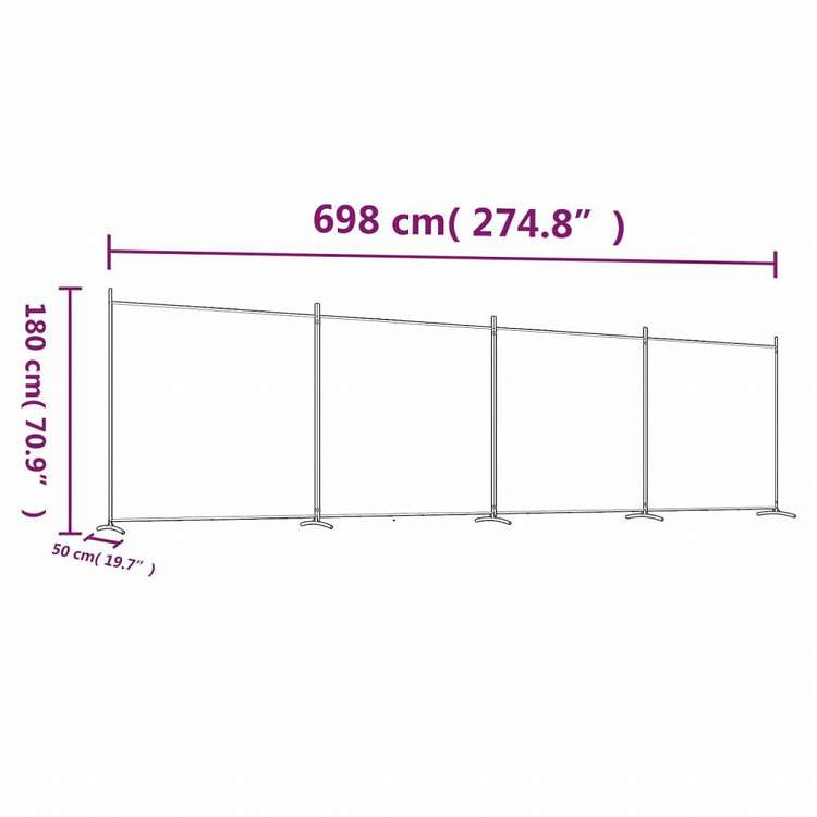 vidaXL 2枚組パネル 間仕切り ホワイト 698x180 cm 布製家具 間仕切り(代引不可)