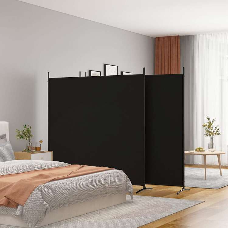 vidaXL 6枚パネル 間仕切り ブラック 698x180 cm 布製家具 間仕切り(代引不可)