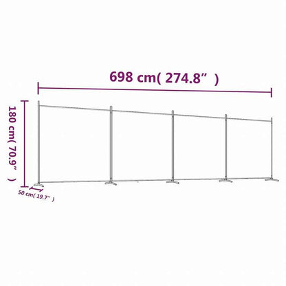 vidaXL 6枚パネル 間仕切り ブラック 698x180 cm 布製家具 間仕切り(代引不可)