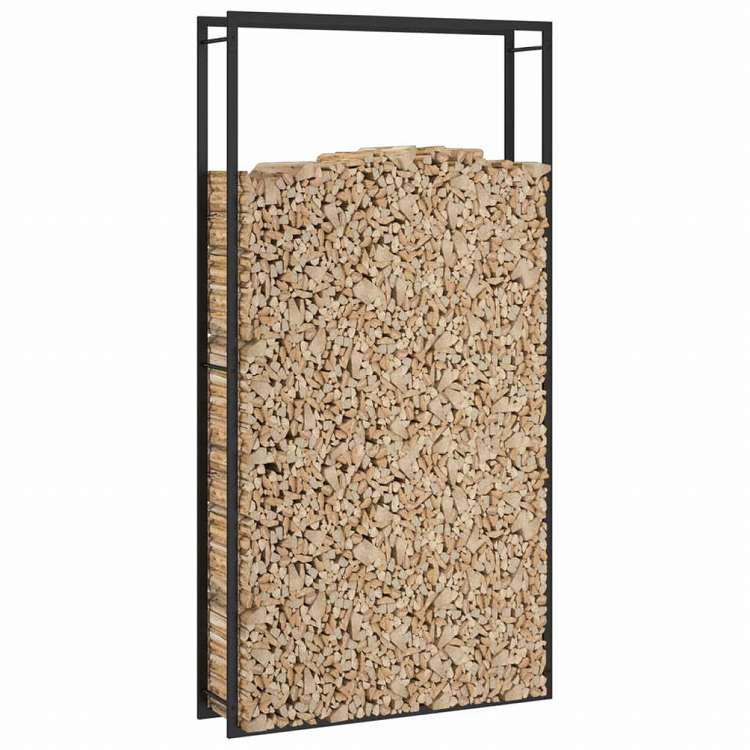 vidaXL 薪ラック マットブラック 110x28x214cm スチール製ホーム&ガーデン 暖炉・木製ストーブ用品 丸太ラック・キャリーバッグ(代引不可)