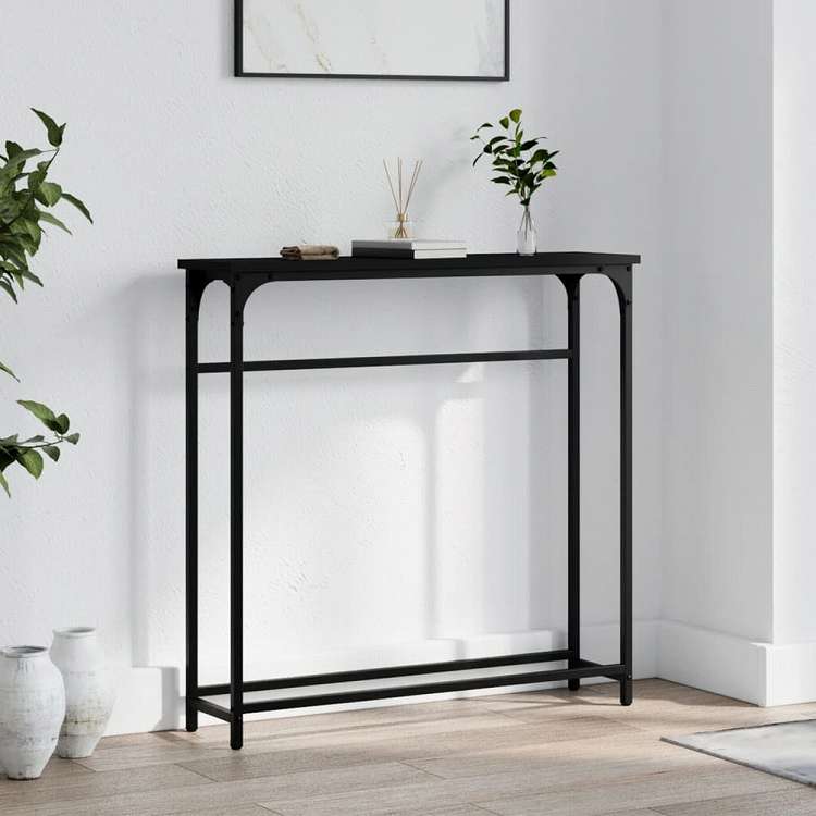 vidaXL コンソールテーブル ブラック 75x19.5x75 cm エンジニアリングウッド家具 テーブル アクセントテーブル エンドテーブル(代引不可)