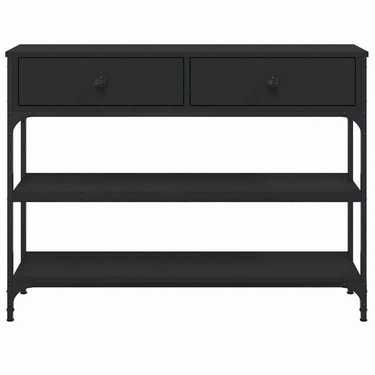 vidaXL コンソールテーブル ブラック 100x25x75 cm エンジニアリングウッド家具 テーブル アクセントテーブル エンドテーブル(代引不可)