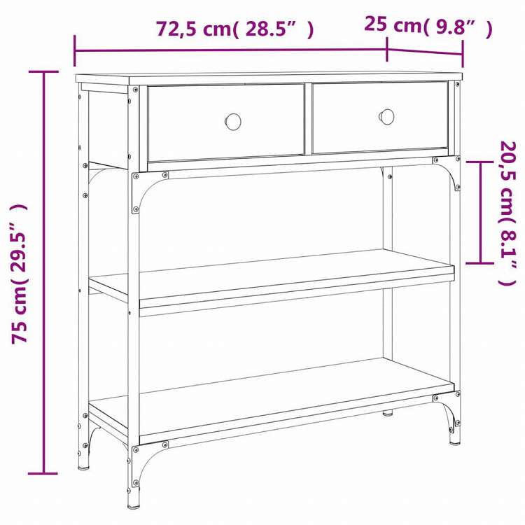 vidaXL コンソールテーブル ブラック 72.5x25x75 cm エンジニアリングウッド家具 テーブル アクセントテーブル エンドテーブル(代引不可)