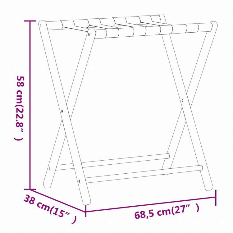 vidaXL 荷物ラック 68.5x38x58 cm 竹製スーツケース&かばん 旅行用鞄用品 Luggage Racks & Stands(代引不可)