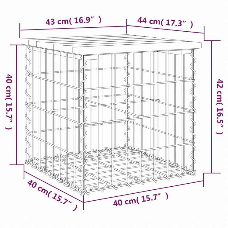 vidaXL ガーデンベンチ 蛇籠デザイン 43x44x42 cm ダグラス無垢材家具 アウトドア家具 屋外椅子 アウトドアベンチ(代引不可)