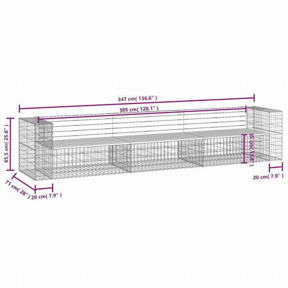 vidaXL ガーデンベンチ 蛇籠デザイン 347x71x65.5 cm ダグラス無垢材家具 アウトドア家具 屋外椅子 アウトドアベンチ(代引不可)