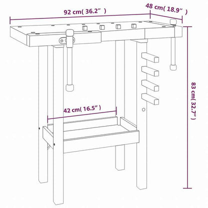 vidaXL 作業台 バイス付き 92x48x83 cm アカシア無垢材ハードウェア ハードウェアアクセサリ 工具収納・整理整頓 ワークベンチ(代引不可)