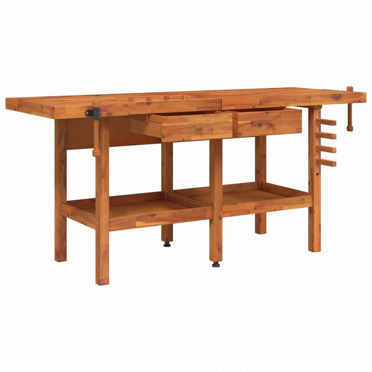 vidaXL 作業台 引き出し&バイス付き 192x62x83 cm アカシア無垢材ハードウェア ハードウェアアクセサリ 工具収納・整理整頓 ワークベンチ(代引不可)