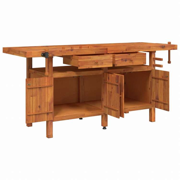 vidaXL 作業台 引き出し&バイス付き 192x62x83 cm アカシア無垢材ハードウェア ハードウェアアクセサリ 工具収納・整理整頓 ワークベンチ(代引不可)