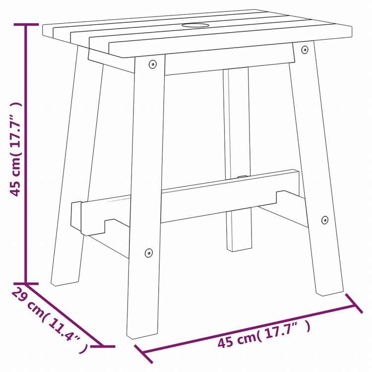 vidaXL スツール 45x29x45 cm 長方形 アカシア無垢材家具 チェア 折り畳み椅子・スツール(代引不可)
