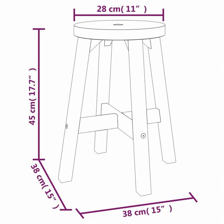 vidaXL スツール ブラウン 38x38x45 cm 丸型 アカシア無垢材家具 チェア 折り畳み椅子・スツール(代引不可)