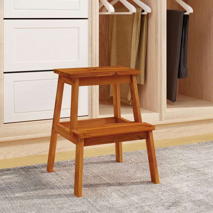 vidaXL 2段スツール 40x38x50 cm アカシア無垢材家具 チェア 折り畳み椅子・スツール(代引不可)