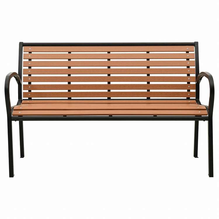 vidaXL ガーデンベンチ 116 cm スチール&WPC ブラック&ブラウン家具 アウトドア家具 屋外椅子 アウトドアベンチ(代引不可)