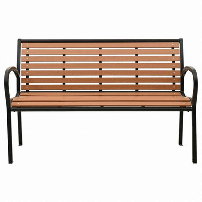 vidaXL ガーデンベンチ 116 cm スチール&WPC ブラック&ブラウン家具 アウトドア家具 屋外椅子 アウトドアベンチ(代引不可)
