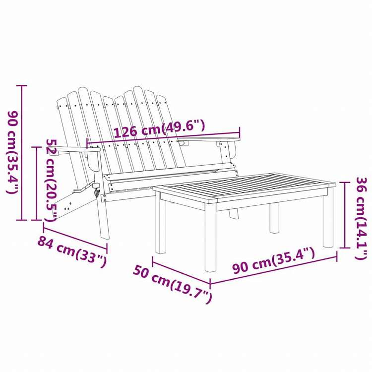 vidaXL アディロンダックガーデンラウンジ4点セット アカシア無垢材家具 アウトドア家具 屋外家具セット(代引不可)