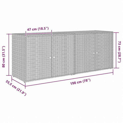vidaXL 庭用収納キャビネット 198x55.5x80 cm ポリラタン製 ブラック家具 キャビネット&収納 収納キャビネット・ロッカー(代引不可)