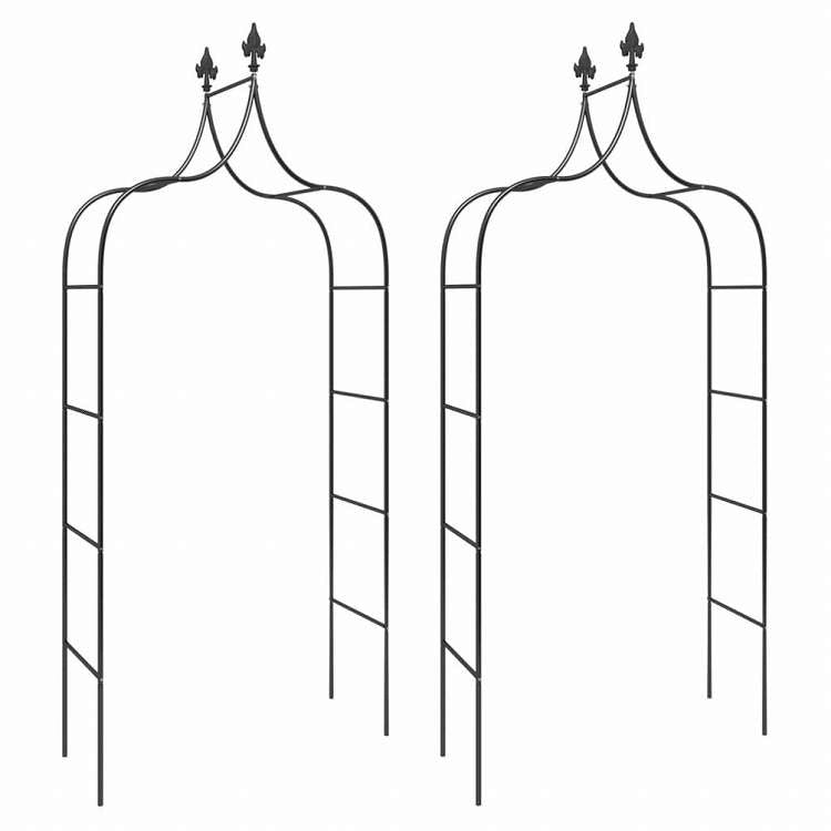 vidaXL ガーデンアーチ 2点 ブラック 120x38x260 cm スチール製ホーム&ガーデン 芝&ガーデン アウトドアリビング アウトドアストラクチャー ガーデンアーチ・トレリス・アーバー・ぺルゴラ(代引不可)