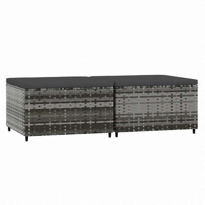 vidaXL ガーデンフットレスト クッション付き 2点セット グレー ポリラタン製家具 アウトドア家具 屋外フットレスト(代引不可)