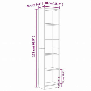 vidaXL 5段 ブックキャビネット ブラウンオーク 40x24x175 cm エンジニアリングウッド家具 棚 本棚・オープンラック(代引不可)