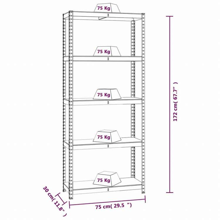 vidaXL 5段シェルフ 2点 アントラシート スチール&エンジニアリングウッドビジネス&工業用 工業用収納 業務用収納棚(代引不可)